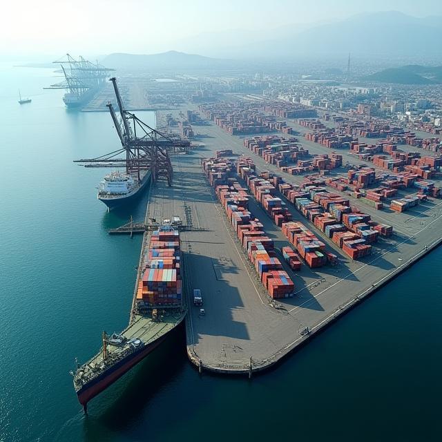 Vista aerea del porto di Genova