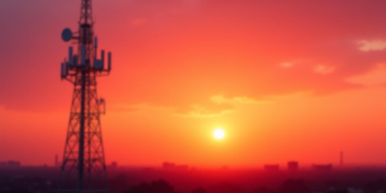 Torre con antenne 5G al tramonto